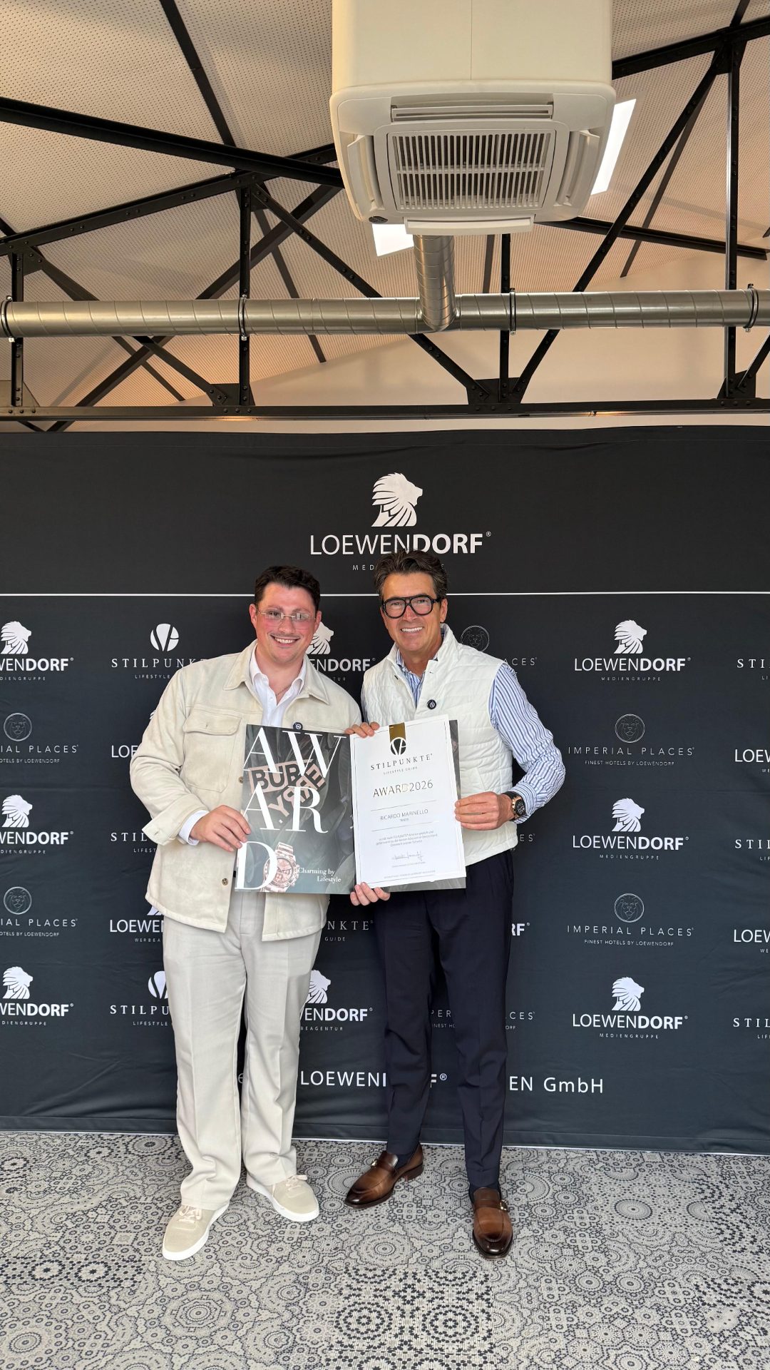 Ricardo Marinello nimmt den STILPUNKTE-Award persönlich entgegen